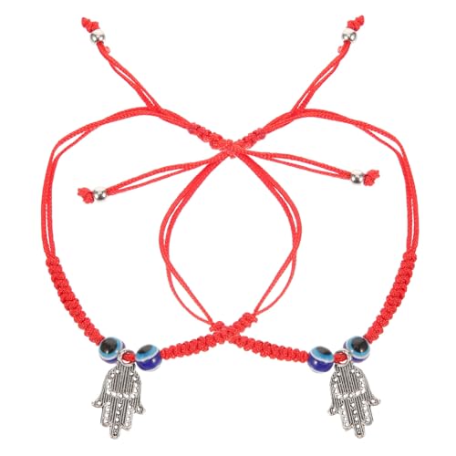 Homoyoyo 2 Stück Adjustable Evil Eye Armbänder Woven String Armband für Damen Hand Schmuck Schutzsymbol gegen Unglück für Besondere Anlässe von Homoyoyo