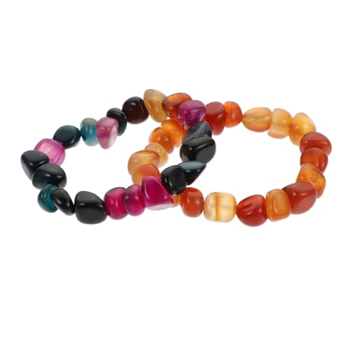 Homoyoyo 2 Stück Agate Armbänder Elastic Armbänder für Männer Frauen Handgefertigt für Yoga Meditation Langlebig Unregelmäßigem Naturstein von Homoyoyo