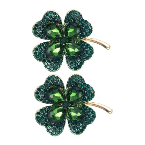 Homoyoyo 2stücke Brosche Mit Strass Grüne Vierblättrige Kleeblatt-anstecknadel Modisches Schmuck-accessoire Für Damen Für Patrick Day Und Besondere Anlässe von Homoyoyo
