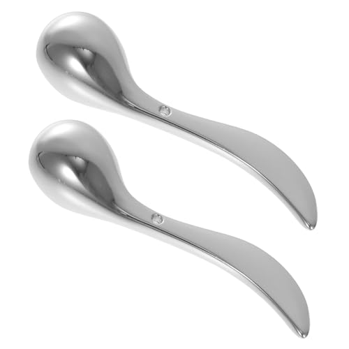 Homoyoyo 2 Stück Augencreme Massage Stäbchen aus Fördert Absorption Augenringe und Schwellungen Multifunktionale Make Up Löffel für Gesichtspflege Silberfarben von Homoyoyo