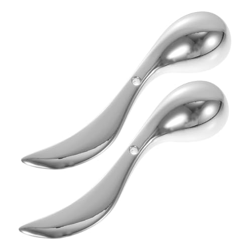 Homoyoyo 2 Stück Augencreme aus Zinklegierung Kompakt Tragbar zum Lifting Straffen und Einführen von Pflegecreme Multifunktionale Gesichtsmassage löffel Silberfarben von Homoyoyo