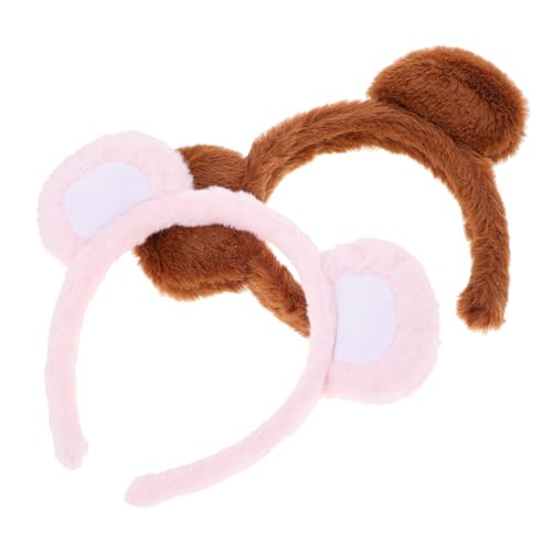 Homoyoyo 2 Stück Bärenohren Haarreifen Plüsch Stirnbänder für Damen Cartoon Kopfbedeckung Cosplay Accessoires Fotorequisiten Weich und Bequem für Partys und Gesichtswäsche von Homoyoyo