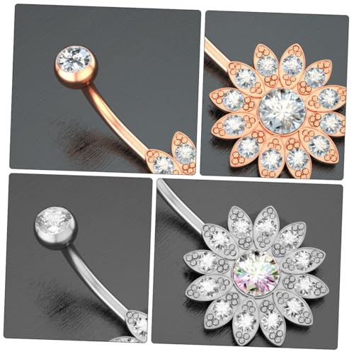 Homoyoyo 2 Stück Bauchnabel ring Schmuck Hochzeit Piercing Nabelring in Form einer Sonnenblume modischer Nabelring Bauch Schmuck Nabelknopf Nabel Zubehör Nabel Nagel Rostfreier Silber Homoyoyo 2 Stück Bauchnabel ring Schmuck Hochzeit Piercing Nabelring in Form einer Sonnenblume modischer Nabelring Bauch Schmuck Nabelknopf Nabel Zubehör Nabel Nagel Rostfreier Silber von Homoyoyo
