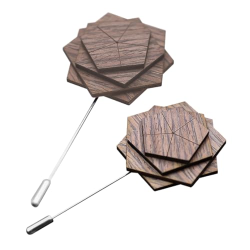 Homoyoyo 2 Stück Blumen-corsage Aus Holz Dekoration Anstecknadel Mit Blumenmuster Blumen-anstecknadel Für Männer Anstecknadel Für Herrenanzug Dekorative Anstecknadel Coffee Hölzern von Homoyoyo