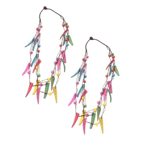 Homoyoyo 2 Stück Böhmische Kokosnussschalen Holzperlenkette Teilig Handgefertigte Ethno Halskette für Frauen Verstellbar Leicht Mehrlagig für Individuellen Komfort im Urlaub von Homoyoyo