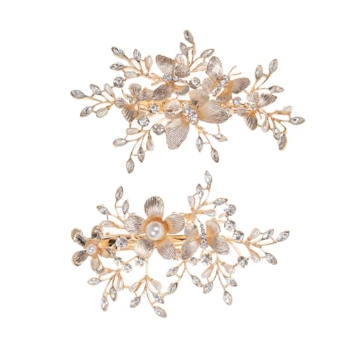 Homoyoyo 2 Stück Braut Haarschmuck Set Strass Haarspangen Blumen Schmetterling Gold Hochzeit Festlicher Haarklammer Damen Eleganter Haarschmuck für Hochzeitsfeier und Party von Homoyoyo