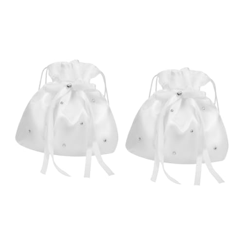 Homoyoyo 2 Stück Brauttaschen Kordelzug Hochzeitstaschen Damen Stoffbeutel Elegant Viel Platz Für Brautjungfern Gäste Hochzeitsfeier Geschenkbeutel von Homoyoyo