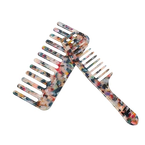 Homoyoyo 2 Stück Breitzahn Haarkamm Kunststoffkamm für Männer Hitzebeständig Antistatisch für Nasses und Trockenes Haar Friseurbedarf für Unterwegs von Homoyoyo