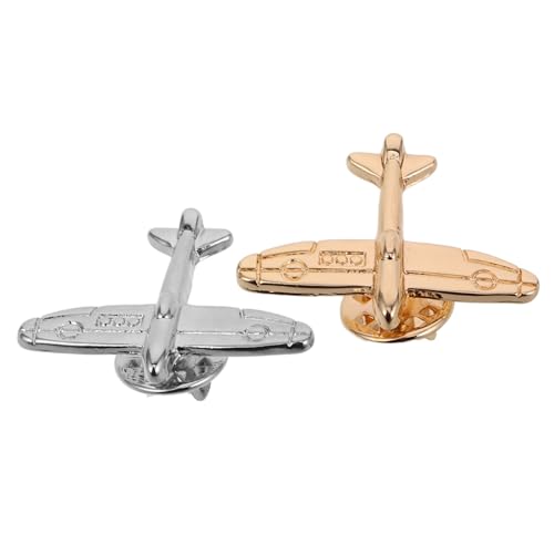 Homoyoyo 2 Stück Brosche Im Flugzeug Stil Herren Manschettenknöpfe Flugbegleiter Abzeichen Flugzeug Brosche Uniform Hemd Anstecknadel Flugzeug Charms Herren Manschettenknöpfe von Homoyoyo