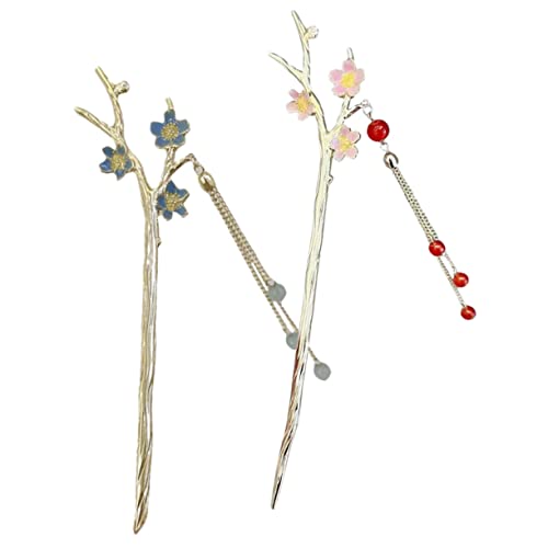 Homoyoyo 2 Stück Chinesische Haarnadeln mit Blumendetail Vintage Stil Haarstäbchen für Duttfrisuren Glatte Metalloberfläche Schonend für Haare Modisches Haarschmuck Accessoire für Damen von Homoyoyo