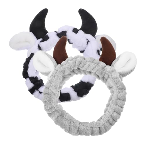 Homoyoyo 2 Stück Damen Cow Print Haarbänder mit Elastischem Stirnband Weiche Flanell Gesicht Haarbänder für Waschen Make up Spa und Hautpflege Verstellbar und Komfortabel für Frauen und von Homoyoyo