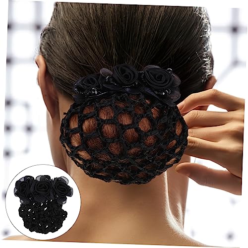 Homoyoyo 2 Stück Damen Haarnetz mit Blumen Haarnetz für Dutt Eleganter Haarschmuck für Ballett Krankenschwester und Stewardess Klassisches Schwarzes Netz Einfache Frisurensicherung von Homoyoyo