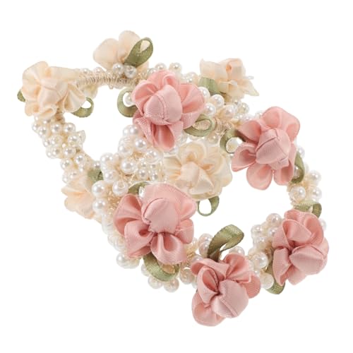 Homoyoyo 2stücke Elastische Haargummis Rosafarbene Und Beige Perlen-haargummis Stretchy Haarbänder Für Frauen Und Mädchen Vielseitige Accessoires Für Jeden Anlass von Homoyoyo