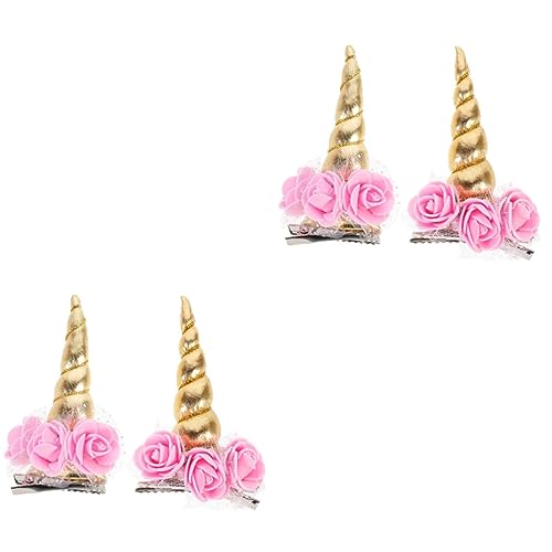 Homoyoyo 2 Stück Einhorn Haarspangen Für Mädchen - Rosa Blumendesign - Perfektes Haarschmuck Set Für Geburtstagsfeiern Ostern Und Karneval Niedliche Accessoires Für Und Damen von Homoyoyo