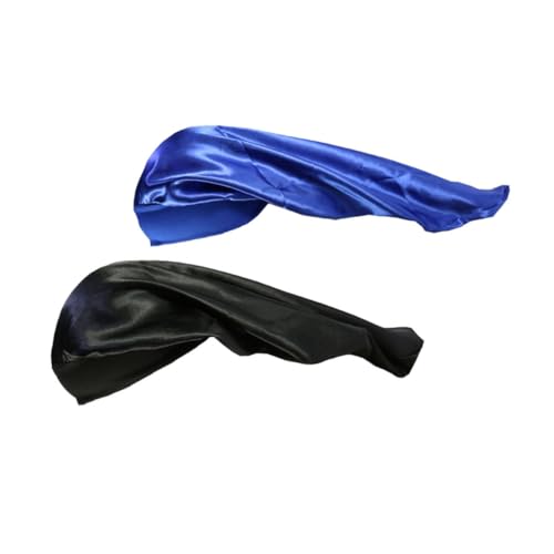 Homoyoyo 2 Stück Elastische Schlafhaube für Langes Haar mit Breitem Schützender Haarhut für Frauen und Mädchen Teiliges in Blau und Schwarz Geeignet für Zöpfe Locken und Haarverlängerungen von Homoyoyo