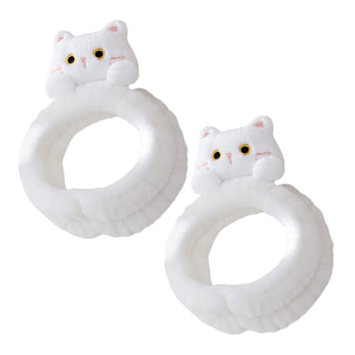 Homoyoyo 2 Stück Elastisches Flauschiges Katzenohren Stirnband aus Weichem Flanell für Damen Mädchen Rutschfestes Spa Haarband zum Waschen Gesicht Make Up und Hautpflege Alltag von Homoyoyo