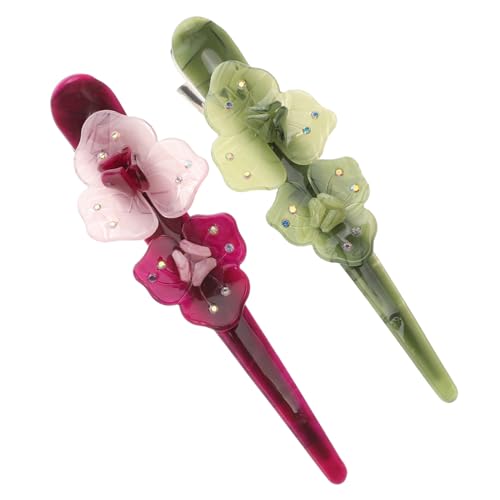 Homoyoyo 2 Stück Entenschnabel Haarklammern mit Blumenmotiv Stabile Haarklammer für Hinterkopf Dekorative Haarspange für Damen und Mädchen Langlebiges Material Sicherer Halt Farbiges Design von Homoyoyo