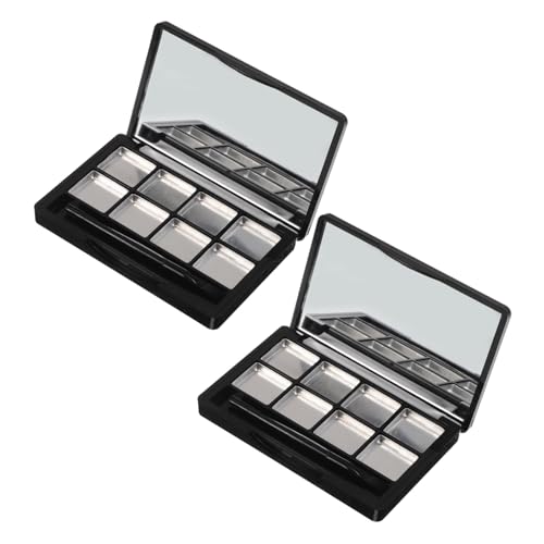 Homoyoyo 2 Stück Fächer Lidschattenpalette mit Lippenpinsel und Spiegel Nachfüllbares DIY Kosmetik-organizer Lippenstift und Lidschatten Platzsparend Langlebig Praktisches Make-up Zubehör von Homoyoyo