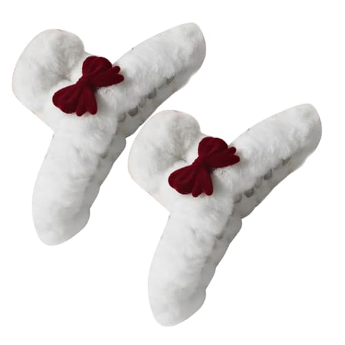 Homoyoyo 2 Stück Flauschige Haarspangen mit Schleifen Design Weiche Rutschfeste Haarklammern für Frauen und Mädchen Eleganter Haarschmuck für Alltag und Besondere Anlässe von Homoyoyo
