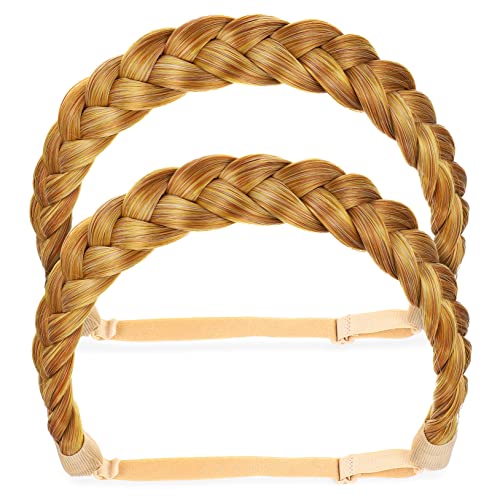 Homoyoyo 2 Stück Geflochtenes Haarband Damen Breites Elastisches Stirnband mit Chunky Hochwertiges Hitzebeständiges Material Komfortabel Vielseitig für Sport Büro Party und Alltag Geeignet von Homoyoyo