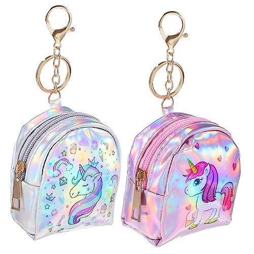 Homoyoyo 2 Stück Geldbörse Münzbeutel Mini Tragen Münzbrieftasche Mädchen Schlüsselbeutel Schlüsselbund Geldbeutel Geldbrieftasche Münzfach Einhornbrieftasche Pu-Leder von Homoyoyo