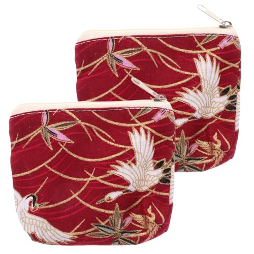 Homoyoyo 2stücke Stoff-minitasche Mit Reißverschluss Vintage-münzgeldbeutel Japanische Clutch Schlüsseltasche Münzgeldbeutel Für Kleine Accessoires von Homoyoyo