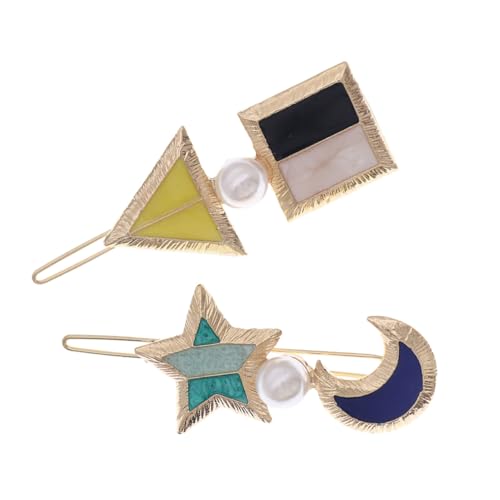 Homoyoyo 2 Stück Geometrische Haarspangen mit Stern Mond Design Modische Haarklammern für Damen Vielseitig für Hochzeit Party und Alltag Stilvoller Haarschmuck für Frauen und Teenager von Homoyoyo