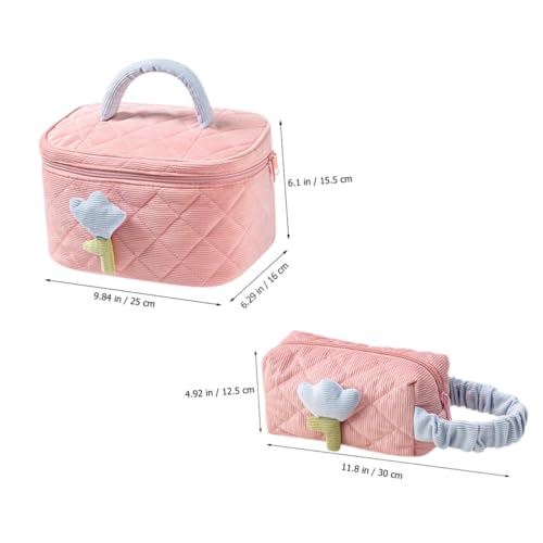 Homoyoyo 2 Stück Gesteppte Kosmetiktasche aus Cordstoff Teiliges Großer Kulturbeutel mit Viel Stauraum Tragbarer Reise Toilettenbeutel für Damen Vielseitiger Organizer für Make Up und von Homoyoyo
