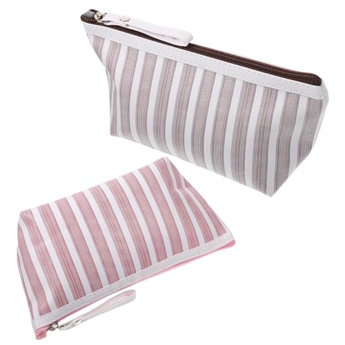 Homoyoyo 2 Stück Gestreifte Kosmetiktasche für Damen Multifunktionale Reise und Toilettentasche für Make Up und Persönliche Pflegeartikel von Homoyoyo