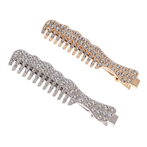Homoyoyo 2 Stück Glänzende Haarkämme mit Strasssteinen Kleine Haarklammern in Gold und Silber Stilvolle Haarspangen für Damen für Partys Hochzeiten und Festliche Anlässe von Homoyoyo