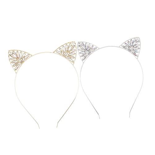 Homoyoyo 2 Stück Glitzernde Katzenohren Haarbänder Leichtes Tragbares Stirnband für Mädchen Vielseitiger Haarschmuck für Karneval Halloween Party Weihnachten und Kostümfeiern von Homoyoyo
