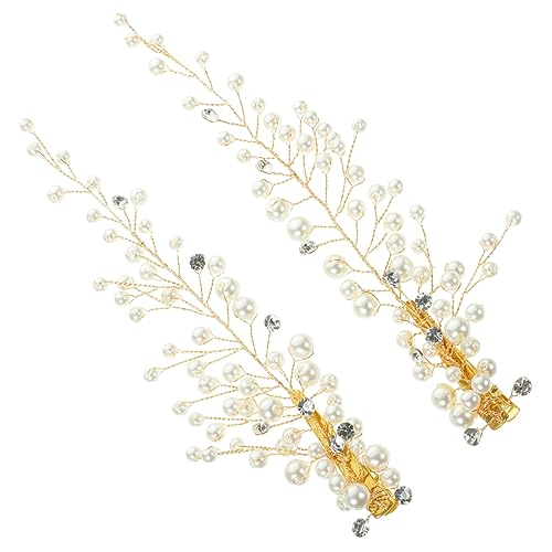 Homoyoyo 2 Stück Goldfarbene Perlen Haarklammern mit Strasssteinbesatz Teiliges Braut Haarschmuck Leichter Hochzeitsschmuck für Damen Elegant und Vielseitig für Braut Abschlussball und von Homoyoyo