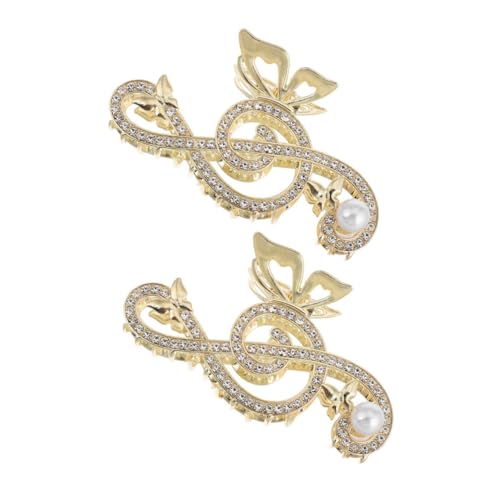 Homoyoyo 2 Stück Große Haarklammer mit Strass Musiknoten und Perlen Rutschfeste Haarkralle für Damen Sicherer Vielseitiger Haarschmuck für Hochzeit Party und Alltag von Homoyoyo