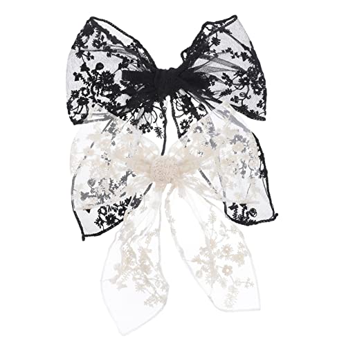 Homoyoyo 2 Stück Große Haarschleifen aus Bestickter Spitze Haarklammern für Damen und Mädchen Langlebige Metallclips Elegant für Hochzeit Geburtstag Abschlussfeier und Alltag Geeignet von Homoyoyo