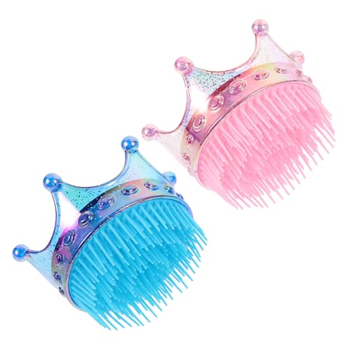 Homoyoyo 2 Stück Tragbare Haarbürste mit Krone für Mädchen Entwirrungsbürste für Kinder Glitzer Haarkamm für Prinzessinnen für Unterwegs für Haartypen von Homoyoyo