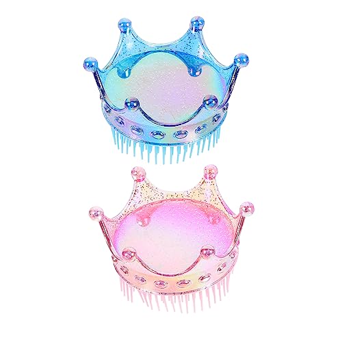 Homoyoyo 2 Stück Haarbürsten Krone Entwirrungsbürste für Mädchen Glitter Design Tragbar für Dickes und Lockiges Haar Zufälligen Farben Zufällige Farbe Zufällige Farbe von Homoyoyo