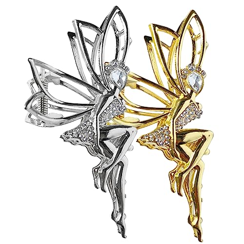Homoyoyo 2 Stück Haarklammern aus Robustem Metall Haarkralle mit Strass Geeignet für Dickes Haar Rutschfest Stilvoller Haarschmuck für Damen für Hochzeit Party und Alltag von Homoyoyo