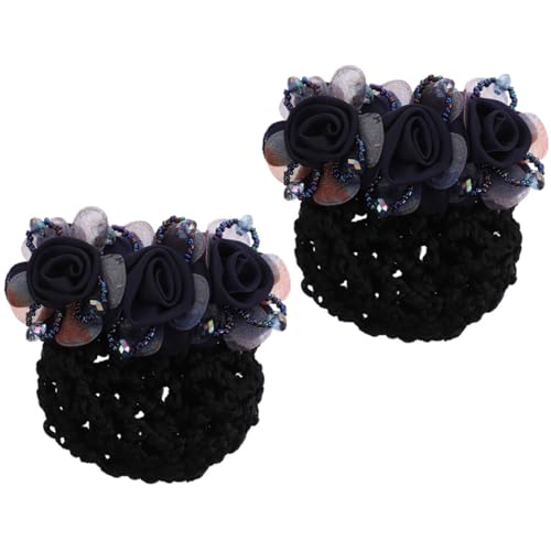 Homoyoyo 2 Stück Haarnetz Clips Blumen design Stoff Haarklammern für Frauen Stilvolle Haarnetz Abdeckung Robuster Metallstoff für Professionelles Dutt Styling und Festlichen Haarschmuck von Homoyoyo