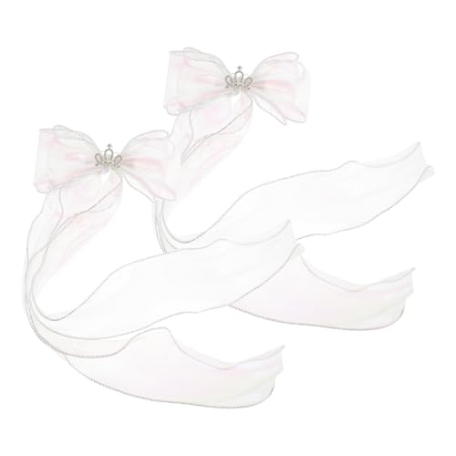 Homoyoyo 2 Stück Haarschleifen mit Spitze und Funkelnder Kronendekoration Lange Bänder Süße Haarspangen für Mädchen Vielseitige Haarklammern für Festliche Anlässe und Alltag von Homoyoyo