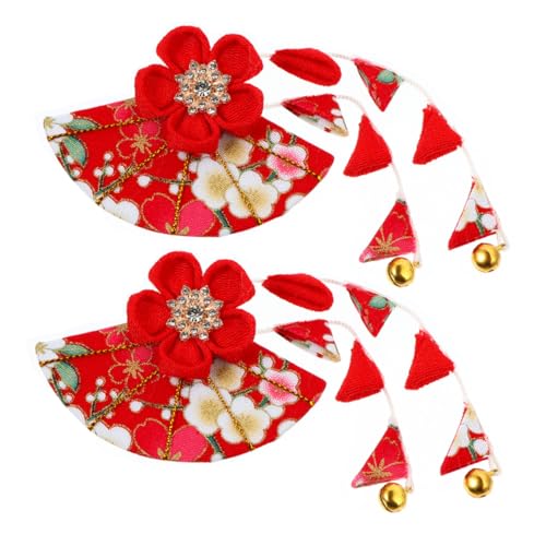 Homoyoyo 2 Stück Haarschmuck Im Japanischen Stil Haarspangen in Kirschform Barrettes Für Frauen Haarspange Mit Chinesischem Fächer Japanische Haaraccessoires Für Frauen Strasssteine Rot von Homoyoyo