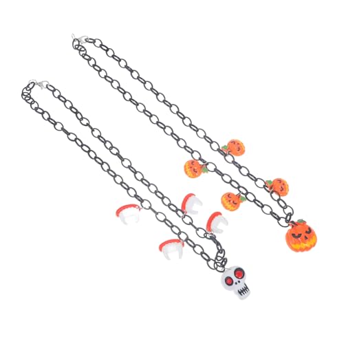 Homoyoyo 2 Stück Halloween Halskette mit Verstellbarer Eisenkette und Kürbis Schädel Anhängern Langlebige Party Deko für Damen und Jugendliche Einzigartiges Halloween Schmuck Accessoire Homoyoyo 2 Stück Halloween Halskette mit Verstellbarer Eisenkette und Kürbis Schädel Anhängern Langlebige Party Deko für Damen und Jugendliche Einzigartiges Halloween Schmuck Accessoire von Homoyoyo