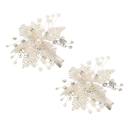 Homoyoyo 2 Stück Handgefertigte Perlen haarspangen mit Strasssteinen Stilvolle Blumen haarklammern Kunstvoller Brautschmuck für Hochzeit Langlebige und Stilvolle Haaraccessoires von Homoyoyo