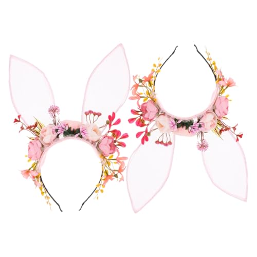 Homoyoyo 2 Stück Hasenohren stirnband Beflockten Blumen Elfen kopfschmuck Göttinnen haarreif für Halloween Geburtstagsfeier Vielseitig Leicht Auffällig Zauberhafte Accessoires von Homoyoyo