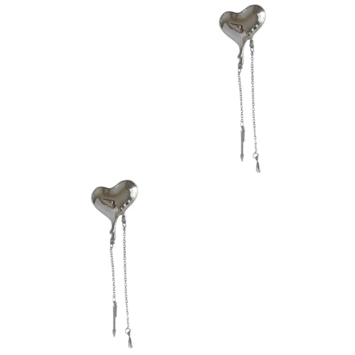 Homoyoyo 2 Stück Herz Brosche Anstecknadel mit Kette Elegantes Design für Damen Modisches Accessoire für Anzug Pullover Zeitlose für Besondere Anlässe von Homoyoyo