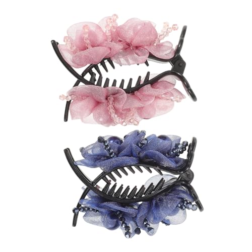 Homoyoyo 2 Stück Hochsteck-klauenhaarspangen mit Kunststoff-perlen Rutschfeste Leichte Haarklammern für Frauen Stilvolle Beach Claw Clips für Ponytails Geeignet für Alltag und Party von Homoyoyo