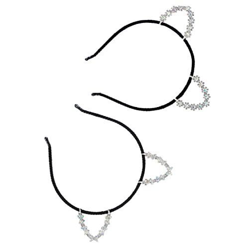 Homoyoyo 2 Stück Katzenohren Haarreif mit Glitzersteinen Handgefertigter Kopfschmuck für Karneval Mottopartys und Cosplay Süßes Cartoon Design Langlebig und Kinderfreundlich von Homoyoyo