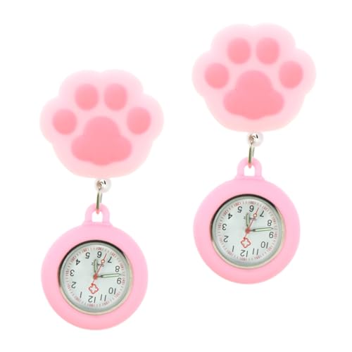 Homoyoyo 2 Stück Katzenpfoten Hängenuhr für Krankenschwestern Clip Uhr mit Gehäuse Prüfungen Exakte Zeitmessung Langlebiges Design von Homoyoyo