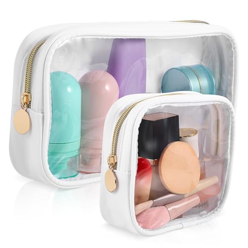 Homoyoyo 2 Stück Kosmetiktaschen Klare Reisetaschen für Toilettenartikel Make Up PVC Mini und Mittel für Damen Vielseitig Einsetzbar und Reißfest von Homoyoyo