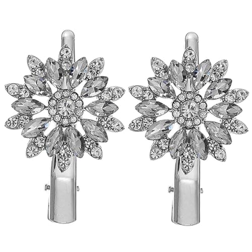 Homoyoyo 2 Stück Kristallblumen Haarklammer mit Funkelnden Strasssteinen Eleganter Metall duckbill clip für Damen und Mädchen Modisches Haarschmuck accessoire für Hochzeit und Alltag von Homoyoyo