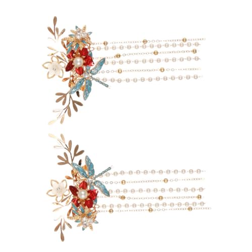 Homoyoyo 2 Stück Libellen Haarklammer mit Blumen Quaste Chinesische Haarschmuck Seiten Haarspange für Damen und Mädchen Eleganter Haarclip für Alltag Büro und Festlichkeiten von Homoyoyo